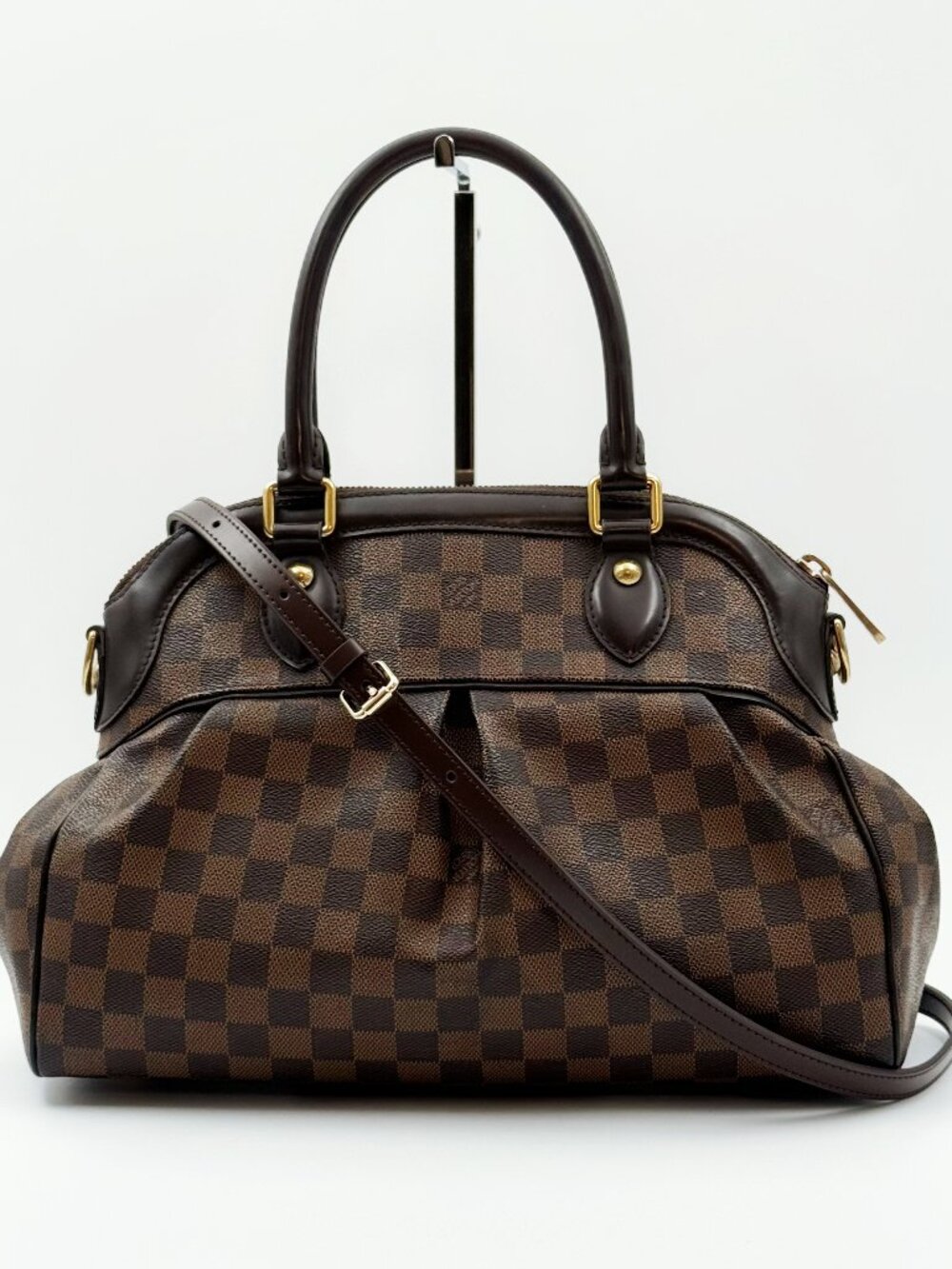 LV Louis Vuitton Trevi PM Damier Ebene Canvas Satchel Handbag Brown
